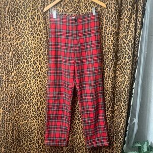 John Goft Red and Black Plaid Pants